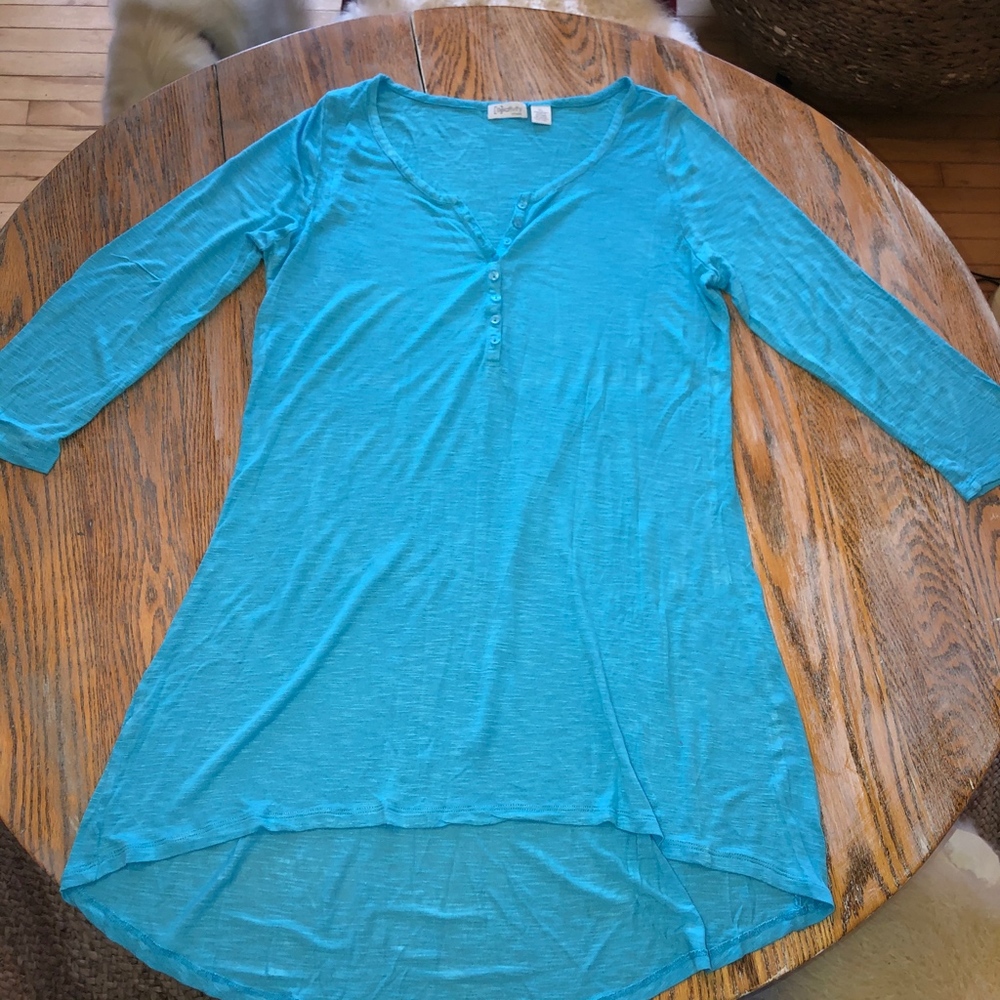 RELATIVITY aqua night/beach shirt/100% rayon